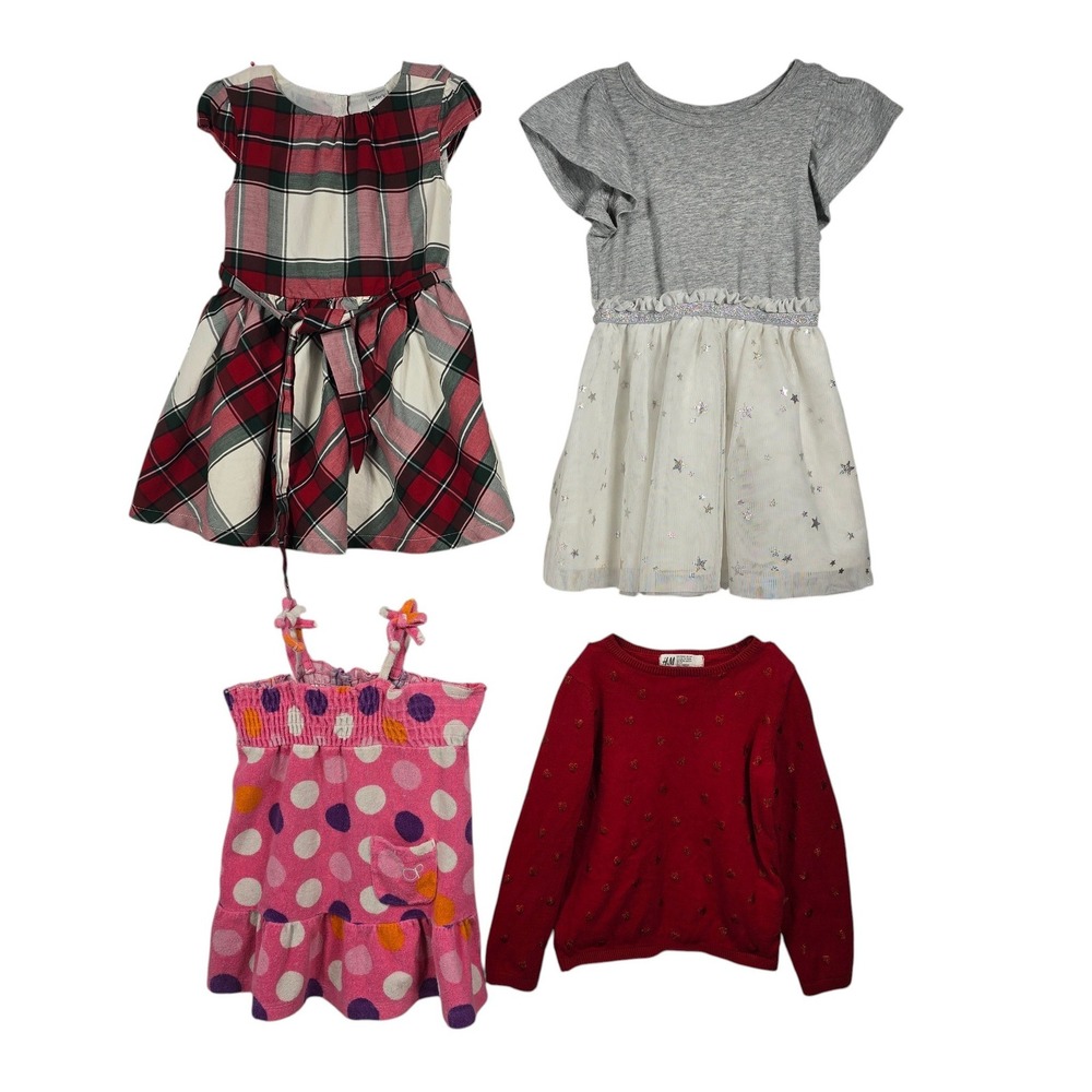 Girl Toddler Clothing Bundle Carters Cat & Jack OP HM Plaid Heart Star 2T 3T 24M